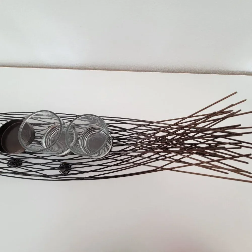 Pier 1 Unique Copper Metal Wire Sculpture Candelabra Centerpiece 24